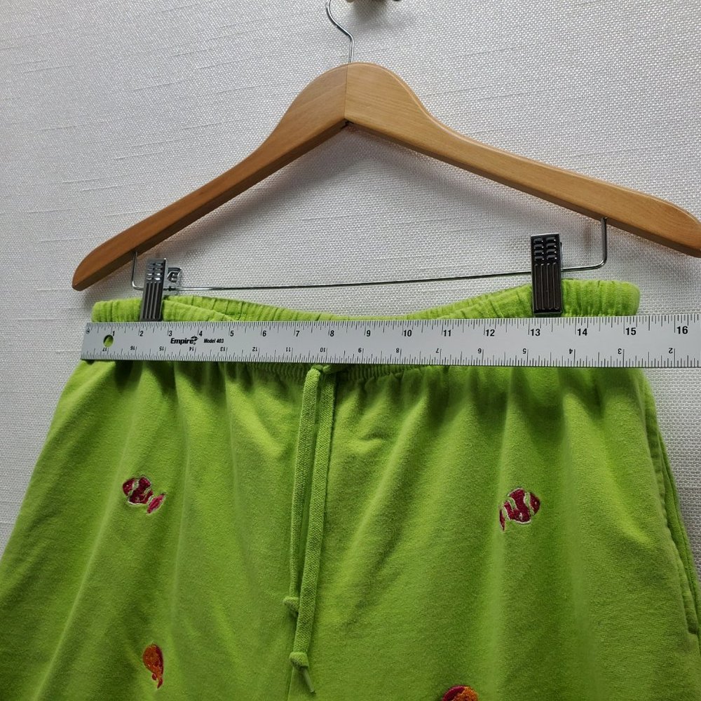 Natalie & Me Woman Petites Weekend Green sz L(P); Embroidered Fish Leisure Pants - Picture 6 of 7